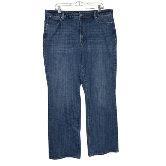 Talbots Barely Boot Jeans Curvy Size 18 Blue Wash Denim Bootcut - Picture 1 of 8